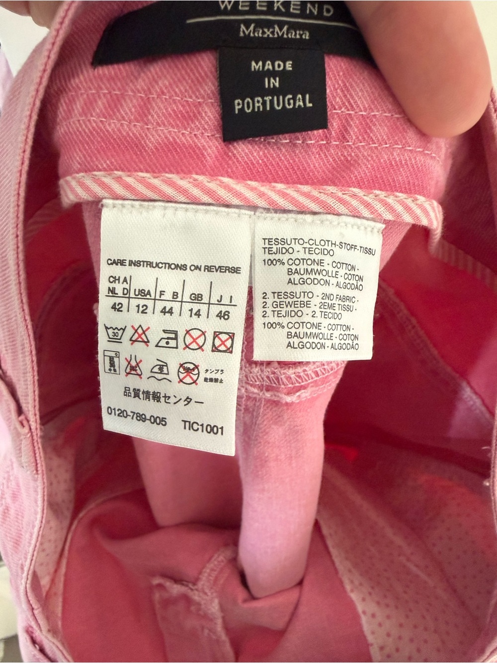 Weekend Max Mara Women’s Pink Cotton Straight Leg Pants Size 12 NWT - Picture 7 of 8